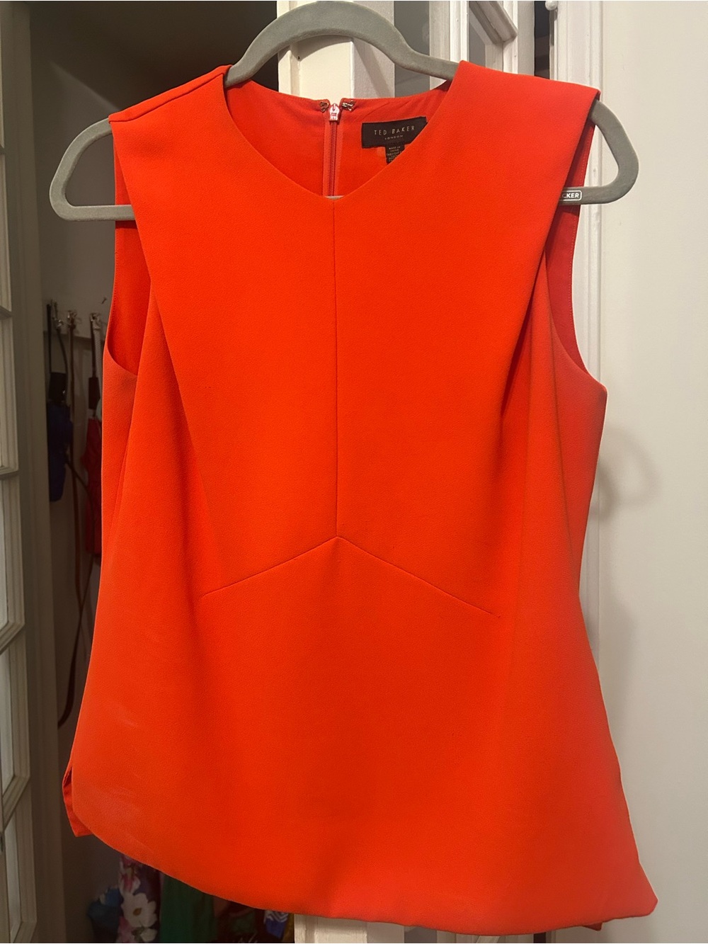 Ted Baker Bright Orange Sleeveless V-Neck Top